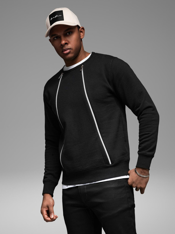 Ombre Clothing Praná pánská mikina s ozdobným prošitím u výstřihu Ombre Clothing