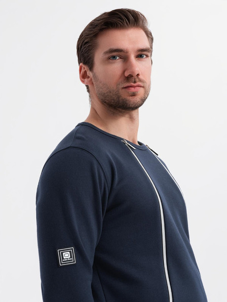 Ombre Clothing Praná pánská mikina s ozdobným prošitím u výstřihu Ombre Clothing