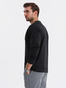 Ombre Clothing Pánské bavlněné tričko s dlouhým rukávem, pruhovaným výstřihem do U a výšivkou Ombre Clothing