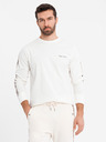 Ombre Clothing Pánské bavlněné tričko s dlouhým rukávem a lemováním a potiskem na hrudi Ombre Clothing