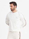 Ombre Clothing Pánské bavlněné tričko s dlouhým rukávem a lemováním a potiskem na hrudi Ombre Clothing