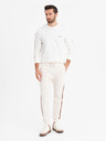 Ombre Clothing Pánské bavlněné tričko s dlouhým rukávem a lemováním a potiskem na hrudi Ombre Clothing