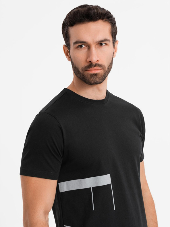 Ombre Clothing Pánské tričko z bavlněného žerzeje s velkým bočním nápisem Ombre Clothing