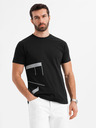Ombre Clothing Pánské tričko z bavlněného žerzeje s velkým bočním nápisem Ombre Clothing