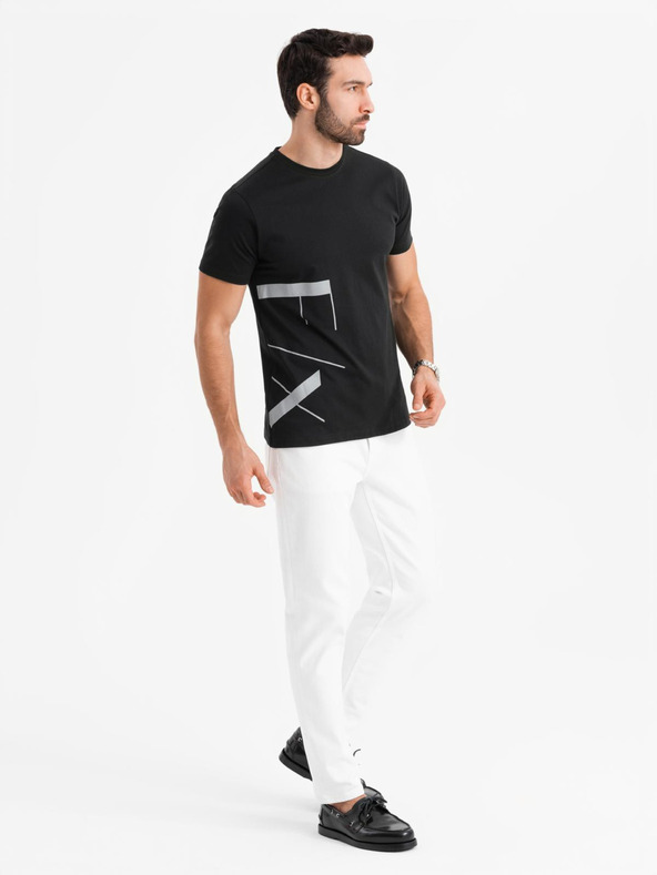 Ombre Clothing Pánské tričko z bavlněného žerzeje s velkým bočním nápisem Ombre Clothing