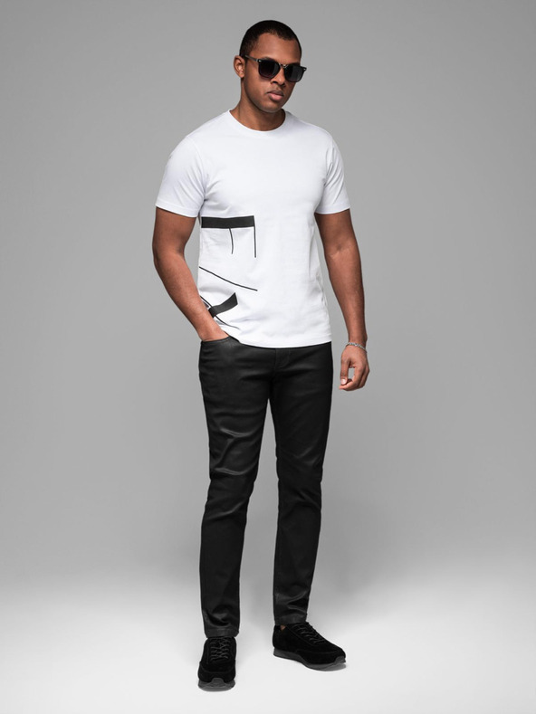 Ombre Clothing Pánské tričko z bavlněného žerzeje s velkým nápisem na boku Ombre Clothing