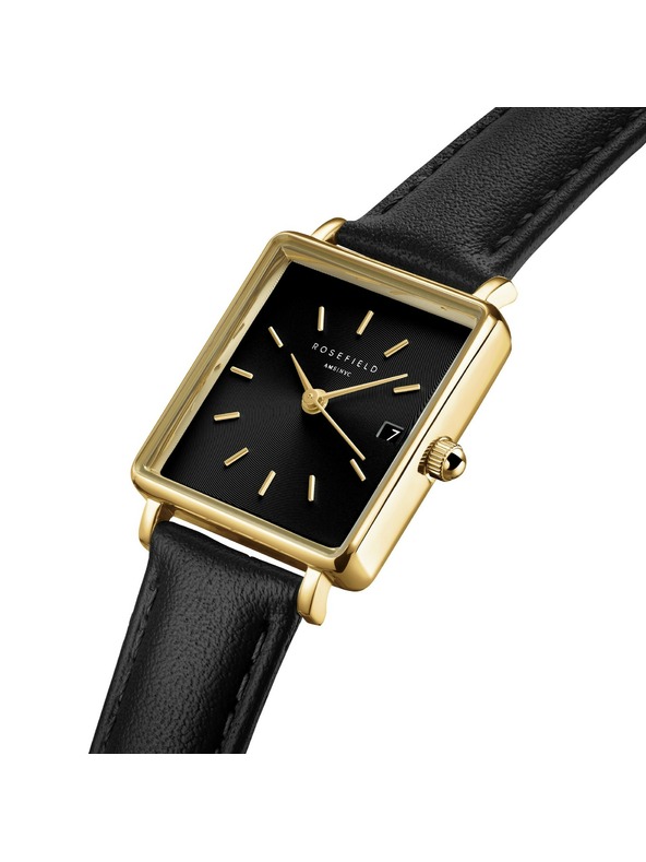 Rosefield Dámské hodinky Rosefield Boxy XS Black Leather QBBLG-Q53