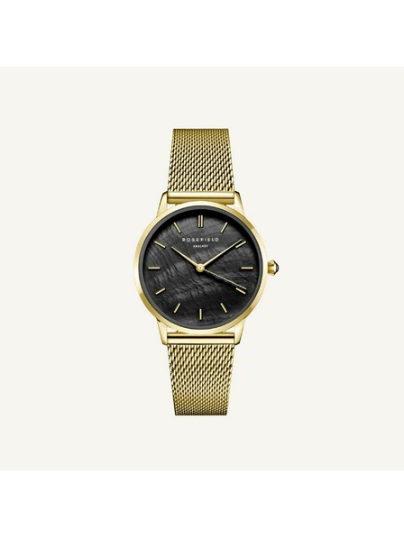 Rosefield Dámské hodinky Rosefield Pearl Edit Mesh Black Gold RBGMG-R07