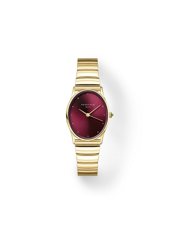 Rosefield Dámské hodinky Rosefield Oval Burgundy OVGSG-OV15