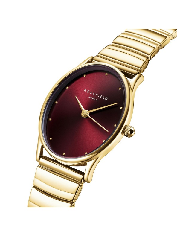 Rosefield Dámské hodinky Rosefield Oval Burgundy OVGSG-OV15