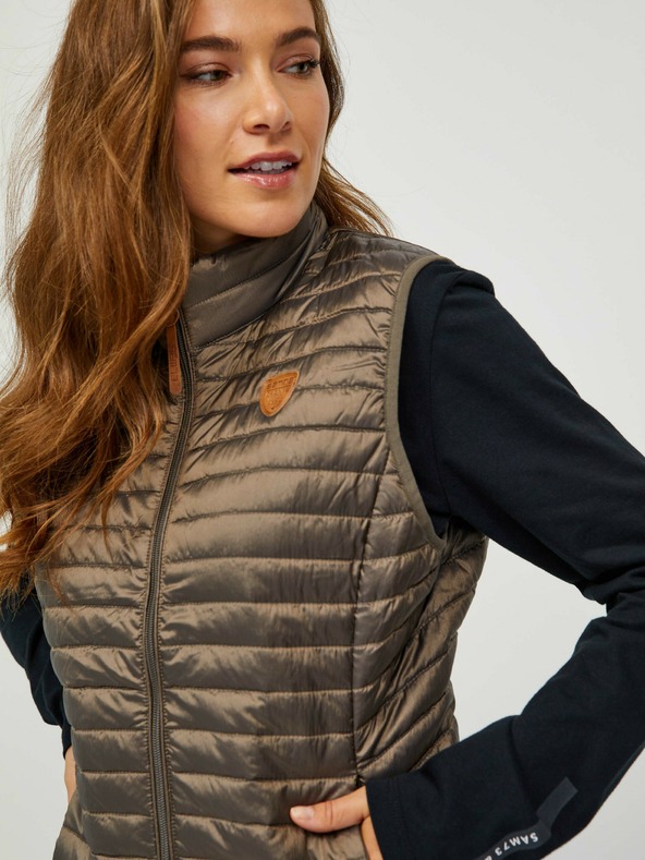 Sam 73 Hnědá dámská prošívaná vesta Sam 73