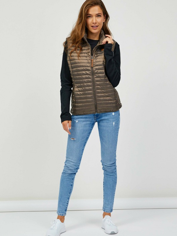 Sam 73 Hnědá dámská prošívaná vesta Sam 73