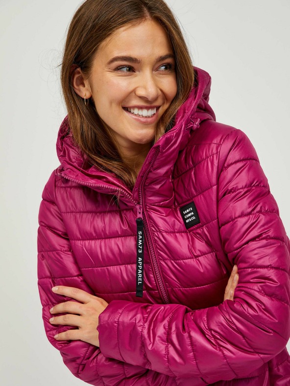 Sam 73 Tmavě růžový dámský prošívaný kabát Sam 73