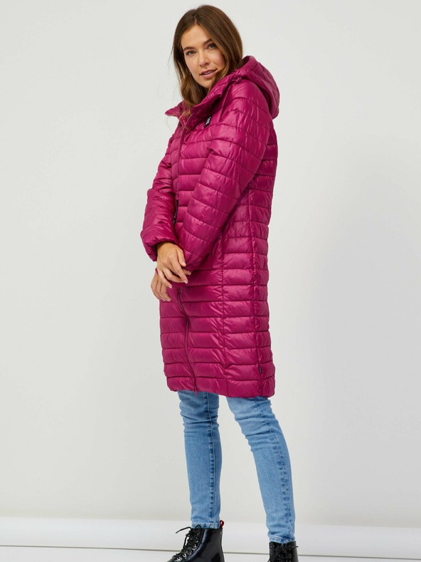 Sam 73 Tmavě růžový dámský prošívaný kabát Sam 73