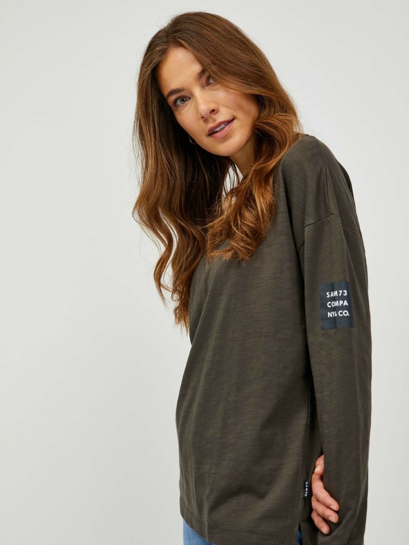 Sam 73 Khaki dámské tričko s dlouhým rukávem SAM 73 Ariasa