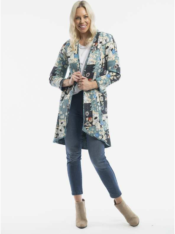 Orientique Modrý dámský oboustranný vzorovaný lehký kabát Orientique Hamrun