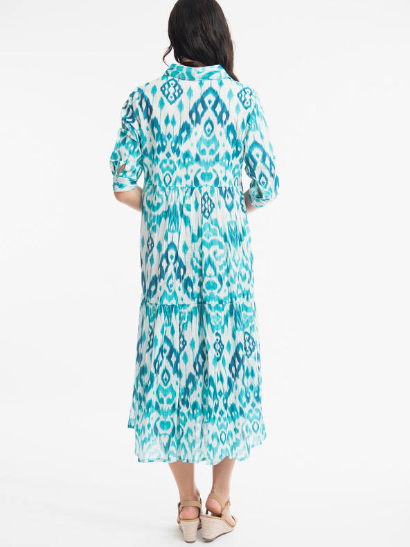 Orientique Tyrkysové dámské vzorované midišaty Orientique Izmir