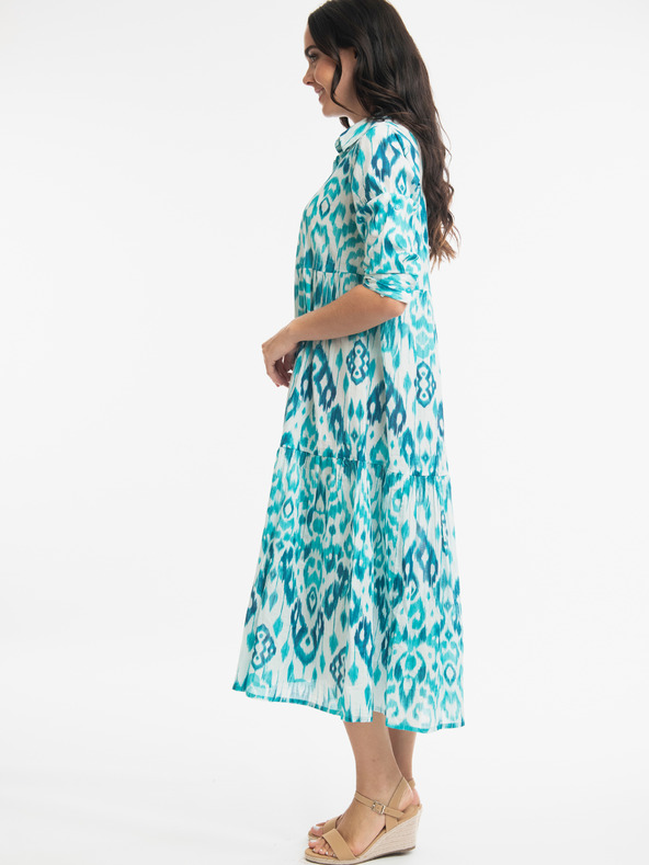 Orientique Tyrkysové dámské vzorované midišaty Orientique Izmir