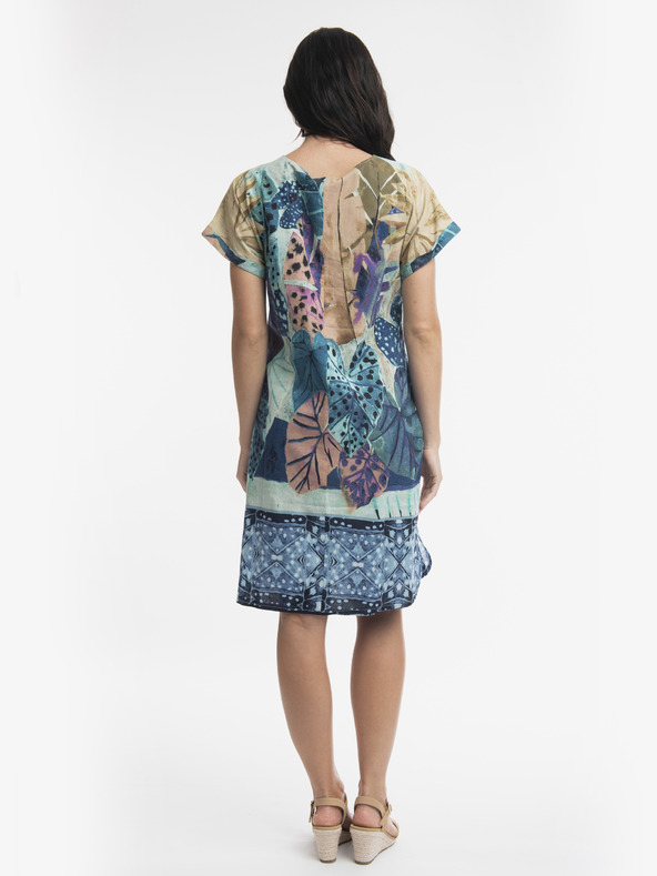 Orientique Modré dámské vzorované oboustranné šaty Orientique Agios