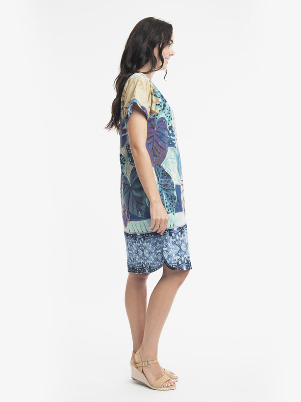 Orientique Modré dámské vzorované oboustranné šaty Orientique Agios