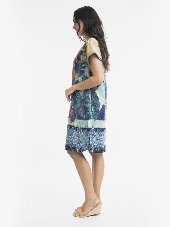 Orientique Modré dámské vzorované oboustranné šaty Orientique Agios