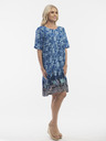 Orientique Modré dámské vzorované šaty s příměsí lnu Orientique