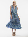 Orientique Modré dámské vzorované midišaty Orientique