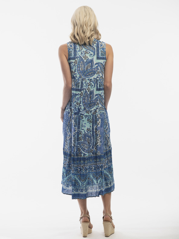 Orientique Modré dámské vzorované midišaty Orientique