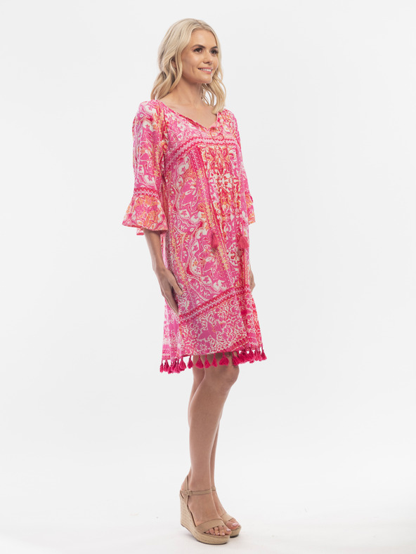Orientique Růžové dámské vzorované šaty Orientique