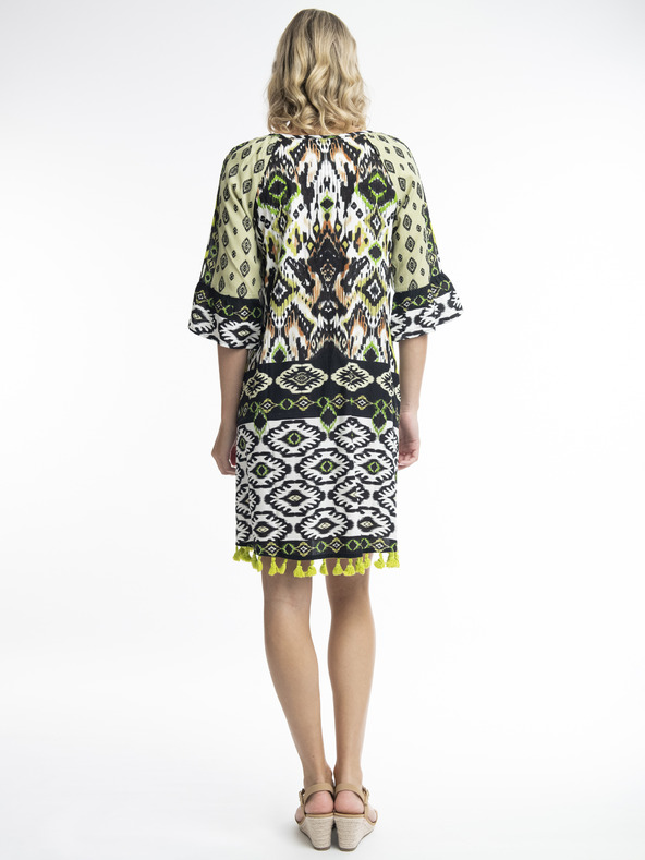 Orientique Bílo-černé dámské vzorované šaty Orientique Izmir