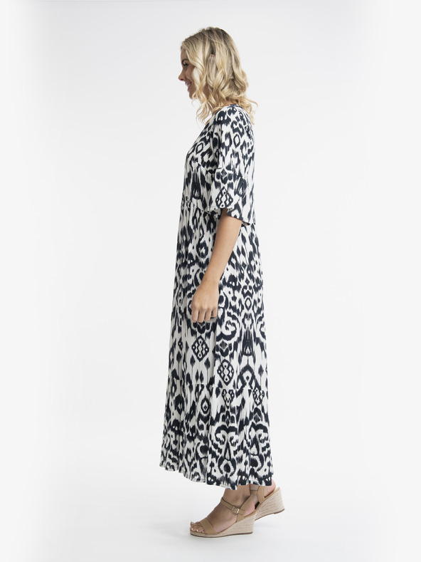 Orientique Bílo-černé dámské vzorované maxišaty Orientique Izmir