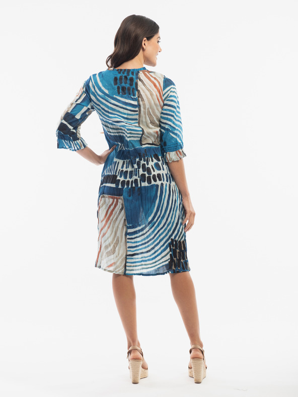 Orientique Modré dámské vzorované šaty Orientique