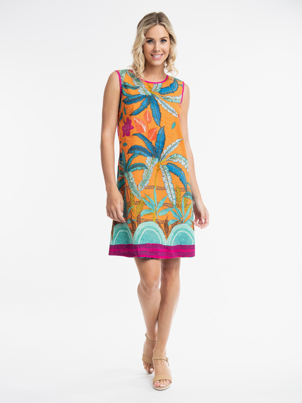 Orientique Oranžovo-modré dámské oboustranné šaty Orientique Paphos