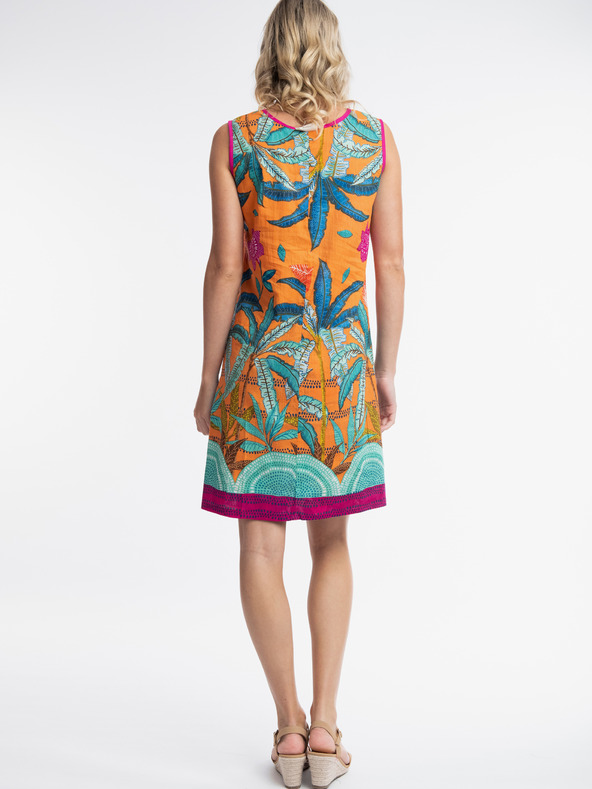 Orientique Oranžovo-modré dámské oboustranné šaty Orientique Paphos