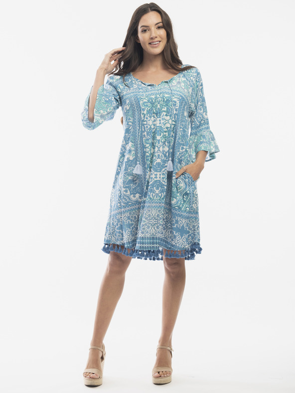 Orientique Modré dámské vzorované šaty Orientique