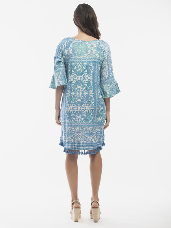 Orientique Modré dámské vzorované šaty Orientique