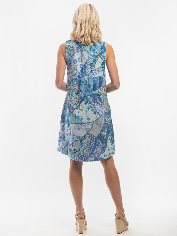 Orientique Modré dámské oboustranné vzorované šaty Orientique