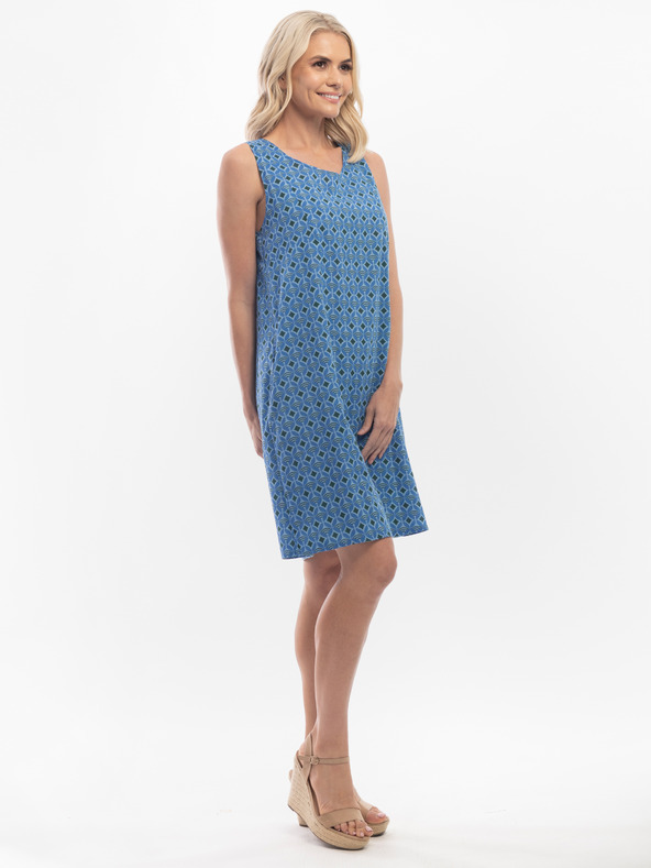 Orientique Modré dámské oboustranné vzorované šaty Orientique