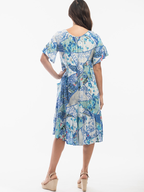 Orientique Modré dámské vzorované šaty Orientique