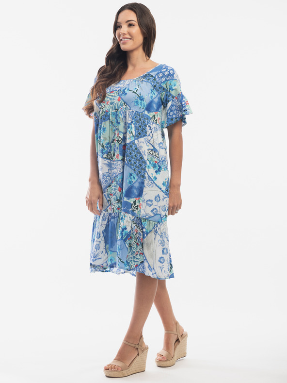 Orientique Modré dámské vzorované šaty Orientique