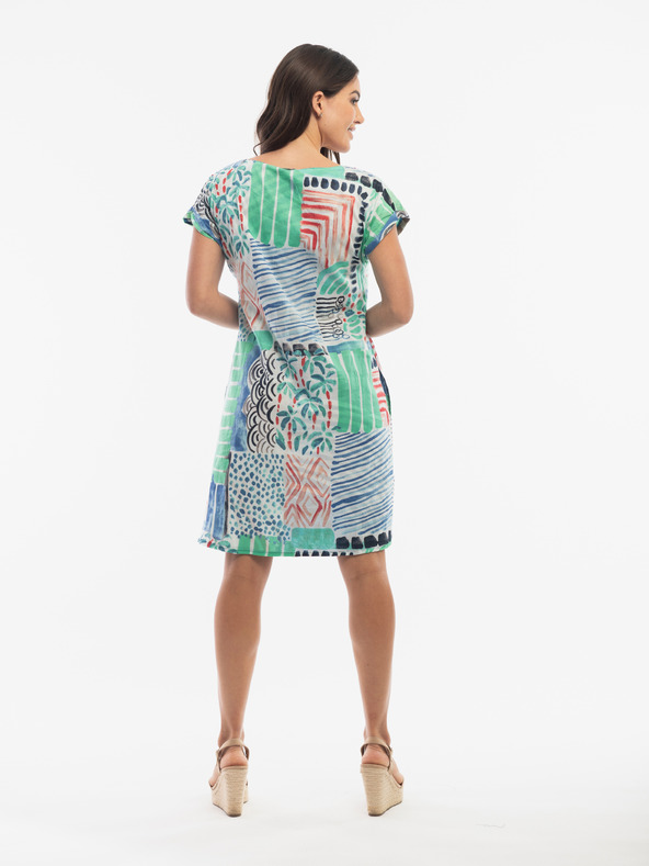 Orientique Modro-světle zelené dámské vzorované oboustranné šaty Orientique