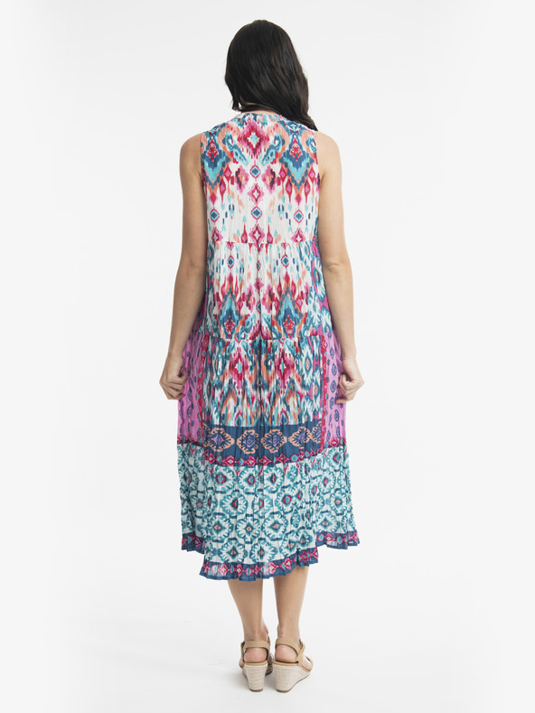 Orientique Fialovo-modré dámské vzorované midišaty Orientique Izmir