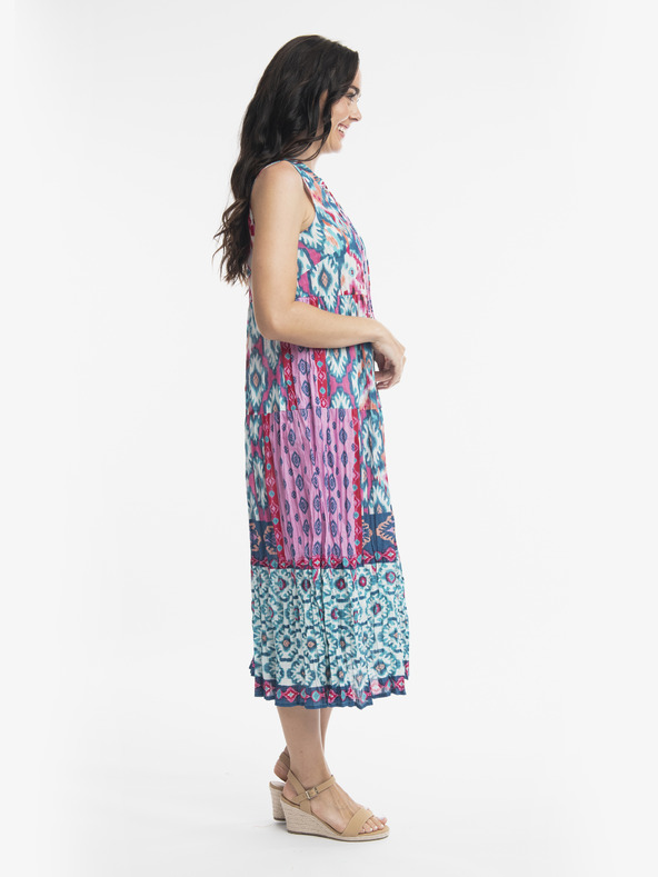 Orientique Fialovo-modré dámské vzorované midišaty Orientique Izmir