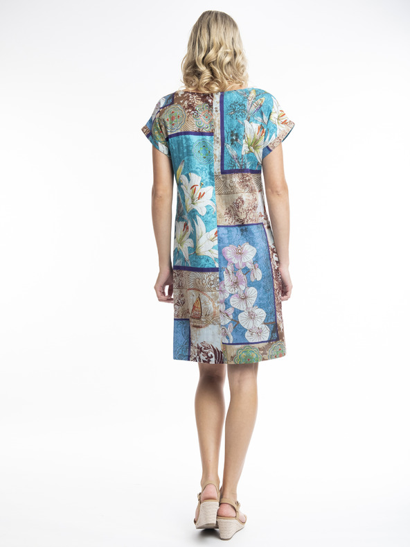 Orientique Modré dámské vzorované oboustranné šaty Orientique Leonardo