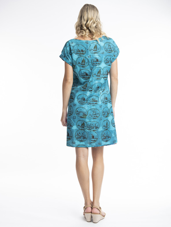 Orientique Modré dámské vzorované oboustranné šaty Orientique Leonardo