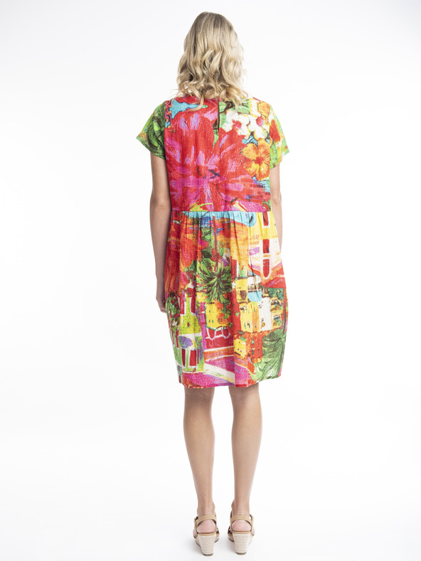 Orientique Růžovo-červené dámské vzorované šaty Orientique Aiya Napa