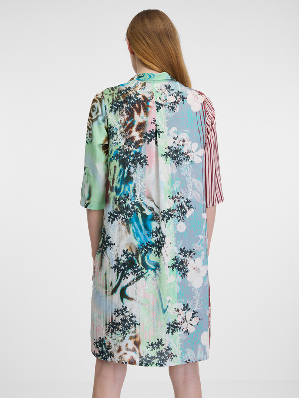 Orientique Hnědo-zelené dámské vzorované košilové šaty Orientique