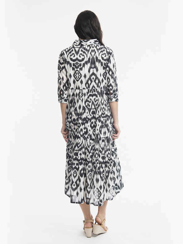 Orientique Bílo-černé dámské vzorované midišaty Orientique Izmir