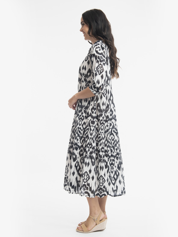 Orientique Bílo-černé dámské vzorované midišaty Orientique Izmir