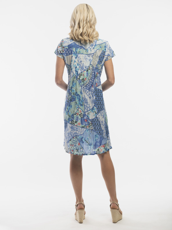 Orientique Modré dámské vzorované šaty s kapsami Orientique